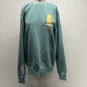 Mr Eat Well Sweatshirt Crewneck Miss Thick Parm Cheese Grater Teal Blue Small